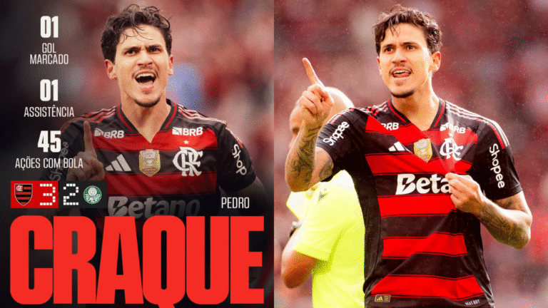 Pedro brilha e é eleito Craque da Torcida após vitória do Flamengo sobre o Palmeiras