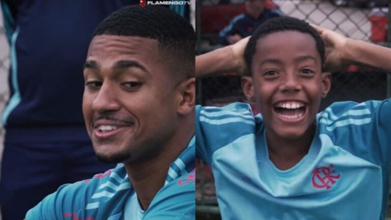 Samuel Lino Brinca com Companheiro do Flamengo e Surpreende Garotos no Ninho do Urubu