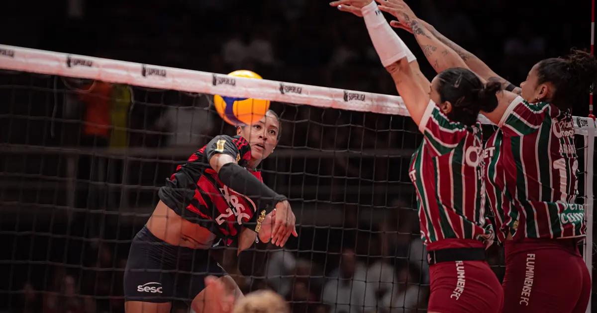 Sesc Flamengo vira contra o Fluminense e vence por 3 a 1 pela Copa Supervôlei